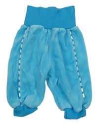 Azurové sametové tepláky s pruhy 