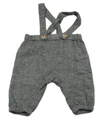 Antracitové teplákové turecké kalhoty s kapsou a kšandami H&M