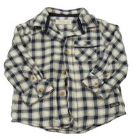 Tmavomodro-bílo-hnědá kostkovaná košile ZY