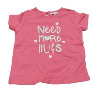 Růžové tričko s nápisy a srdíčky Fagottino