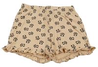 Pudrové kraťasy se stopami a volánky 