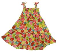 Nové - bílo-barevné letní šaty s ovocem a jahůdkami a melouny PRIMARK