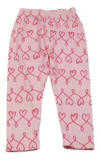 Světlerůžové žebrované legíny se srdíčky SHEIN