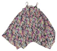 Tmavošedé letní šaty s barevnými lístečky Topolino