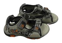 Nové - šedo-černé textilno/koženkové sandály s nápisy Topomini vel. 21