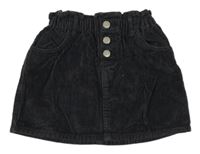 Černošedá paper bag manšestrová sukně ZARA