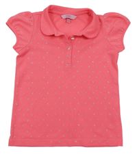 Křiklavě růžové polo tričko se stříbrnými motýlky OVS