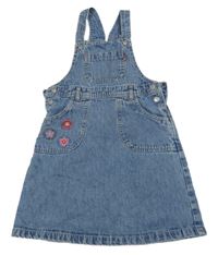 Modré šisované riflové šaty s květy a motýlky H&M