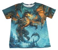 Modrozeleno-šalvějový dres s drakem