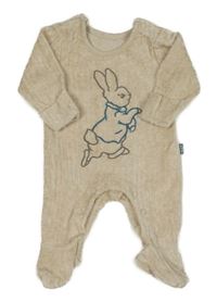 Světlebéžový melírovaný žebrovaný sametový overal s králíčkem - Peter Rabbit M&S