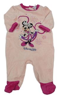 Světlerůžovo-malinový sametový overal s Minnie Disney