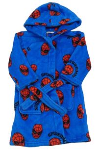 Modrý chlupatý župan se Spidermanem a kapucí M&S