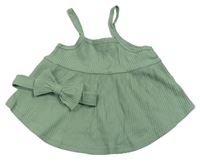 2set - Zelený žebrovaný top + čelenka s mašlí