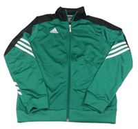 Zeleno-černá sportovní propínací mikina s logem Adidas