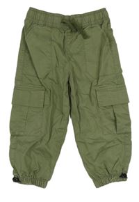 Khaki plátěné cargo cuff kalhoty F&F