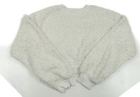 Smetanová chlupatá crop mikina H&M
