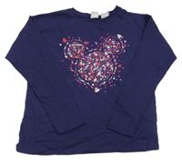 Tmavomodré triko s Mickeym ze srdíček Desigual