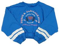 Modrá crop mikina se srdcem a nápisem Studio