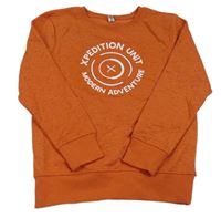 Cihlová melírovaná mikina s potiskem a nápisem Yigga