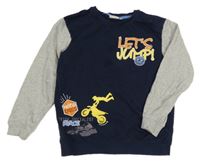 Tmavomodro-šedá mikina s motokrosařem a smajlíkem Kids