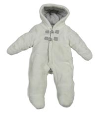 Bílá chlupatá zateplená kombinéza s kapucí Obaibi