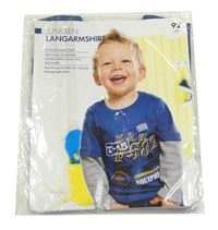 Nové - Tmavomodro-šedé triko s nápisem