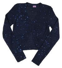 Tmavomodré svetrové bolerko s flitry F&F