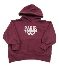 Vínová mikina se srdíčky s nápisem a kapucí Zara