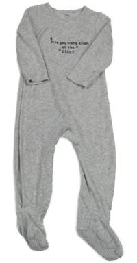 Světlešedý melírovaný sametový overal s nápisem F&F