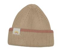 Pudrová žebrovaná pletená čepice s nášivkou Leigh Tucker