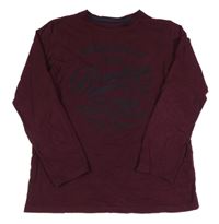 Vínové triko s nápisem Primark