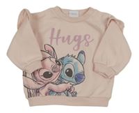 Světlerůžová mikina s Angel a Stitchem Disney