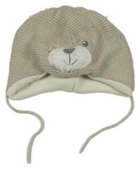 Béžová čepice - medvěd