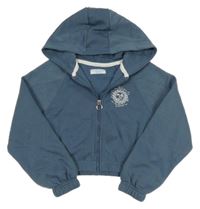 Modrošedá propínací crop mikina se sluncem a kapucí Primark