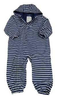 Tmavomodro-bílá pruhovaná šusťáková jarní kombinéza s kapucí M&S