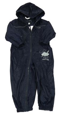 Tmavomodrá šusťáková nepromokavá funkční kombinéza s mrakem a kapucí Regatta