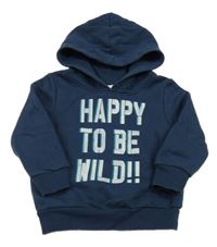 Tmavomodrá mikina s nápisem a kapucí C&A