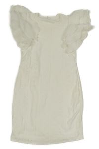 Smetanové perforované šaty s volánky Shein