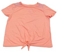 Neonově růžové melírované tričko s krajkou C&A