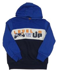 Safírovo-bílo-tmavomodrá mikina s ovladačem a kapucí Kiki&Koko