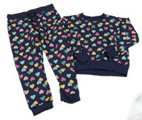 2set - Tmavomodrá mikina se srdíčky + tepláky Topolino