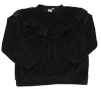 Černá plyšová mikina s volánem L&D