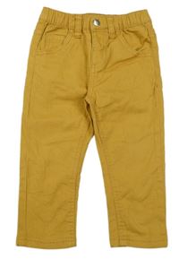 Okrové plátěné kalhoty Ergee