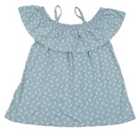 Světlemodré tričko s ananasy a volánem Yigga