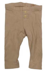 Hnědé žebrované lehké tepláky s knoflíky