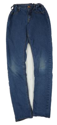 Tmavomodré teplákové skinny fit rifle H&M