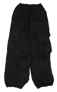 Černé plátěné cargo cuff kalhoty C&A