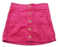 Neonově růžová manšestrová sukně s knoflíky 