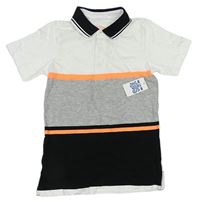 Bílo-šedo-oranžové polo tričko Urban