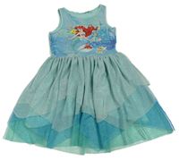 Světlemodré bavlněné šaty s tylovou sukní a Ariel H&M